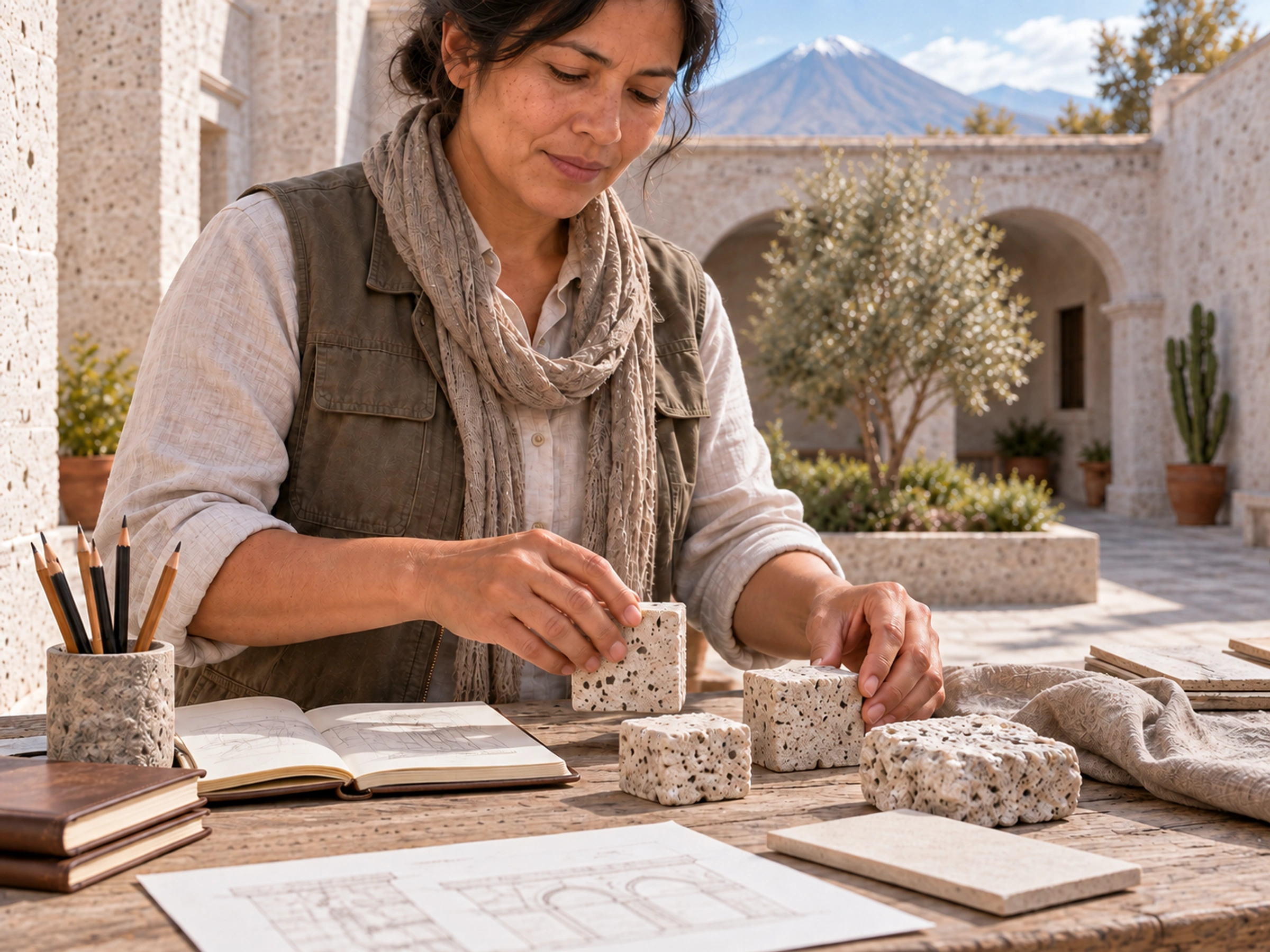 Manos organizando materiales