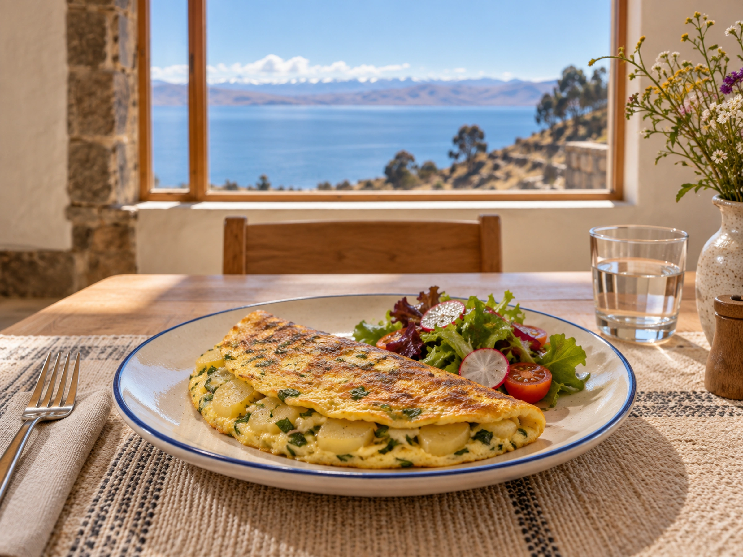 Tortilla de papas y hierbas