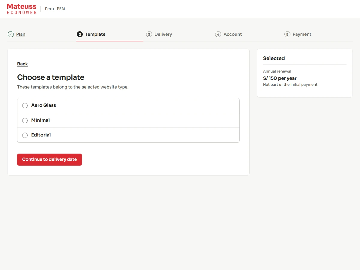 Reference image of the contracting form, Template step